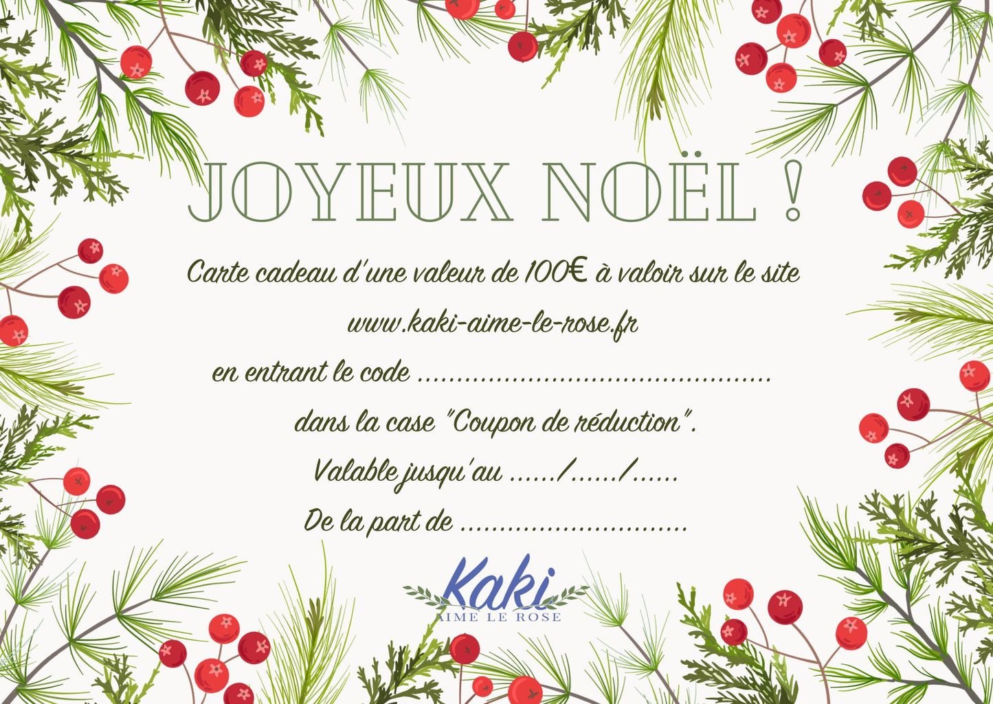 Carte cadeau Joyeux Noël, à partir de 12€