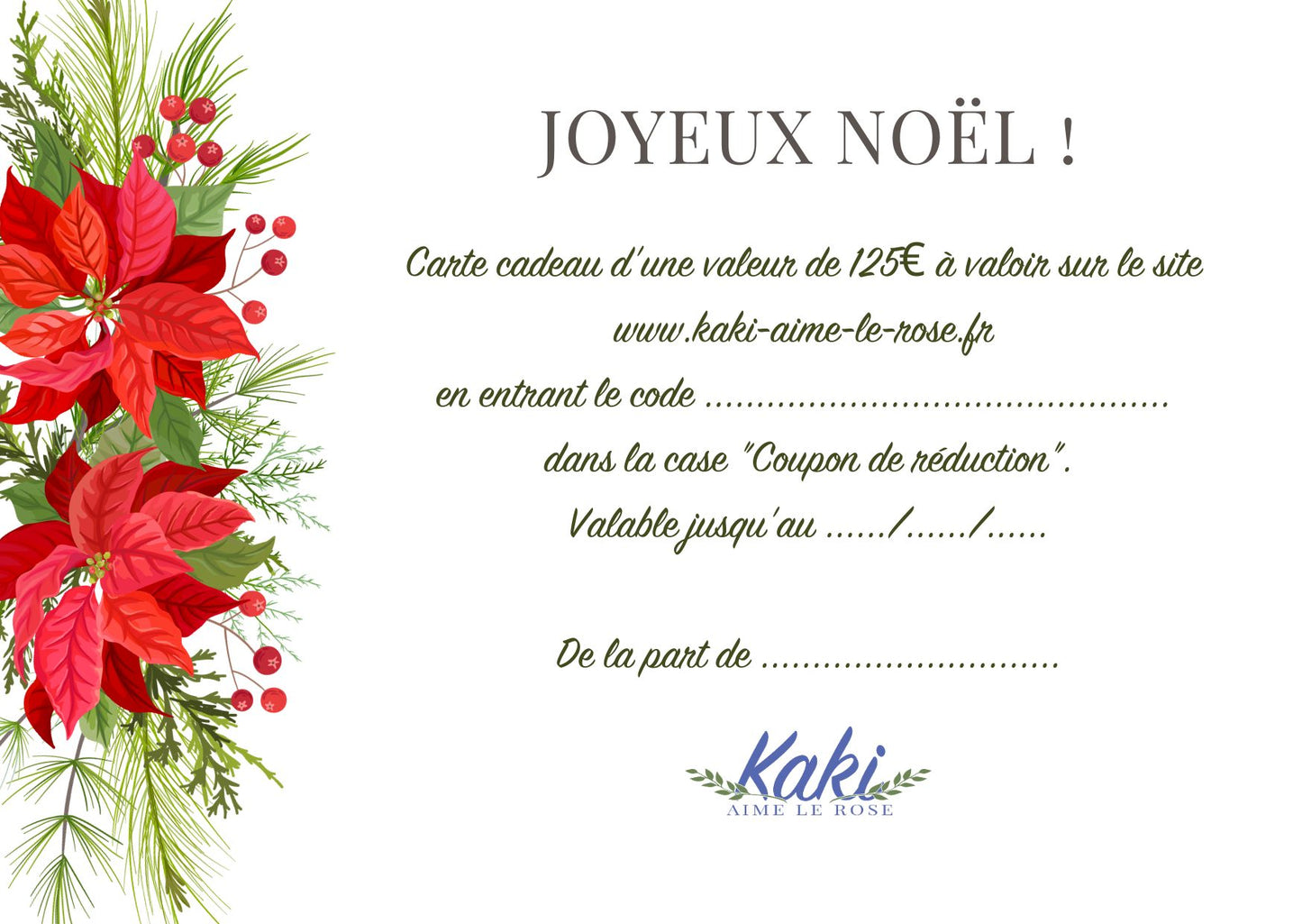Carte cadeau Joyeux Noël, à partir de 12€