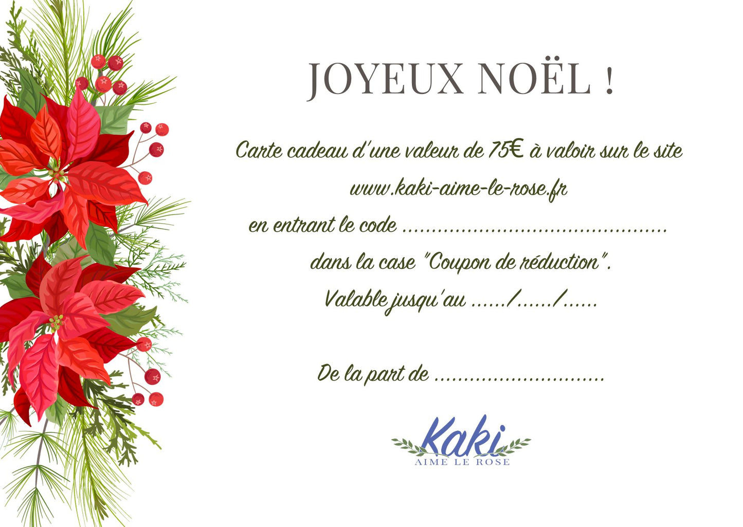 Carte cadeau Joyeux Noël, à partir de 12€
